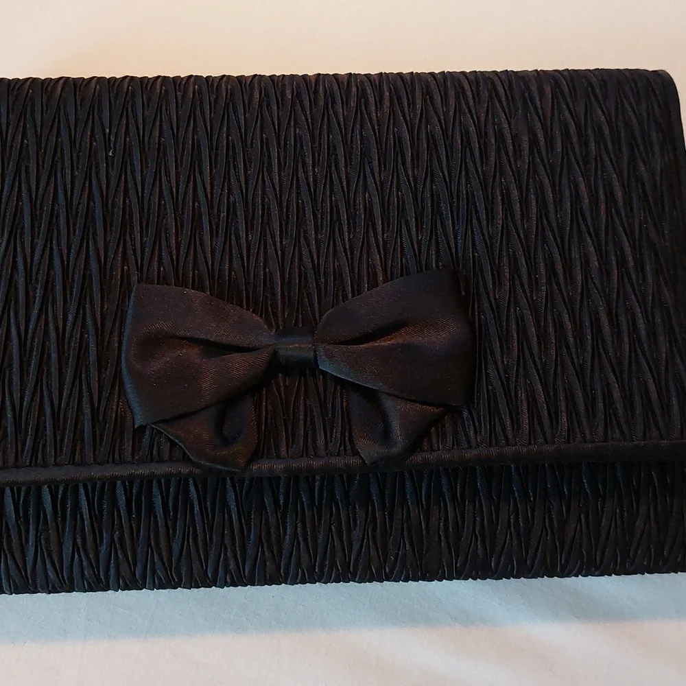 Vintage Carla Marchi Black Evening Clutch Bag with Cord Strap EUC